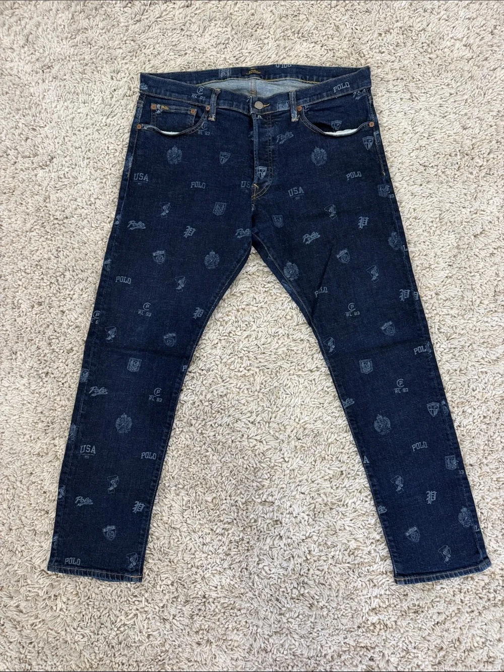 LIMITED Polo by Ralph Lauren Dark Navy Logo-Print Skinny Jeans